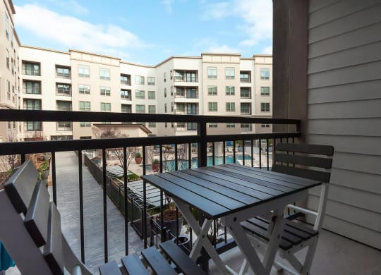 Outdoor Patio Space with Seating and Scenic Community Views