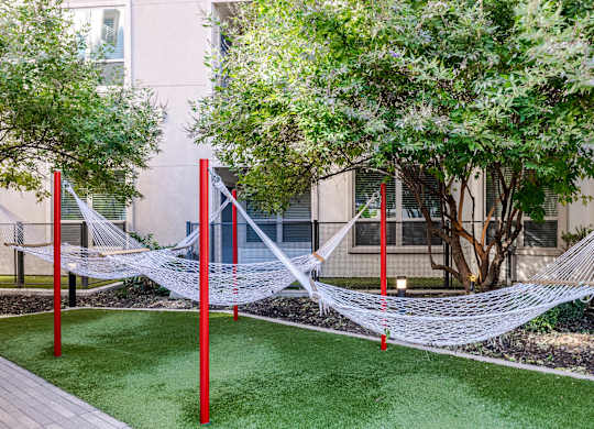 Outdoor Courtyard with Cabanas, Hammocks, and Peaceful Zen Garden