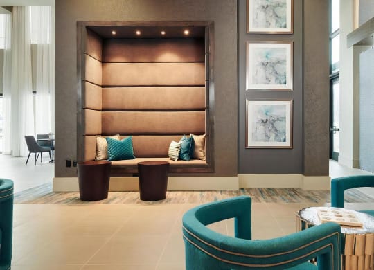 Lobby with Fireplace and Cozy Seating Alcove