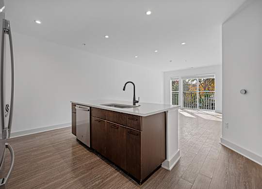Modern Kitchen with Center Island and Sleek Wood Cabinetry