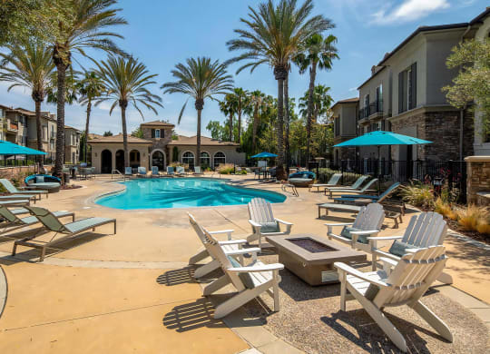 Firepit with Loungers and Cabana