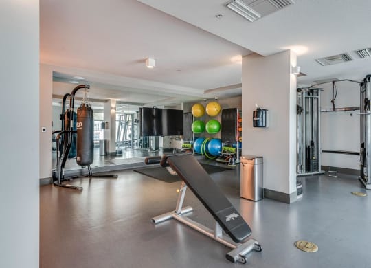 Workout Space Featuring Punching Bag and Functional Fitness Accessories