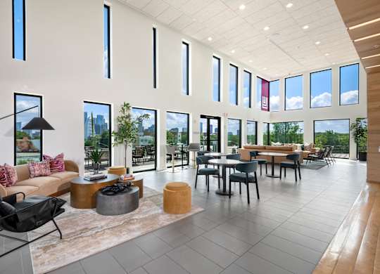 Resident Lounge with Extensive Seating and Downtown Views
