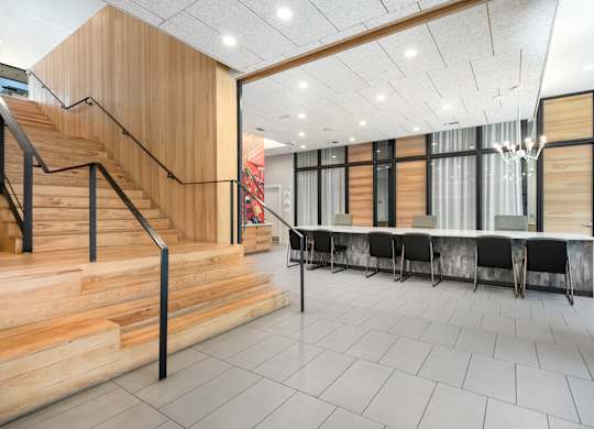 Leasing Office with Bold Mural and Modern Finishes