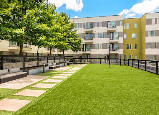 Dog Park with Turf and Shaded Seating