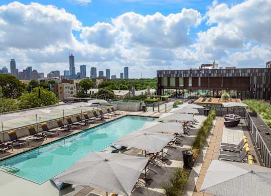 Rooftop Pool with Panoramic Views of Downtown Skyline