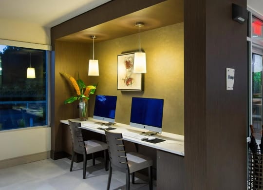 Resident Lounge Business Center with Desktop Computers