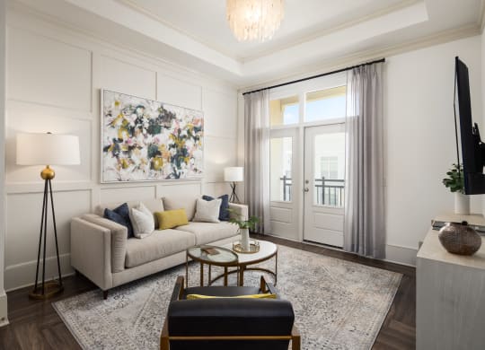 a living room with a couch and a coffee table