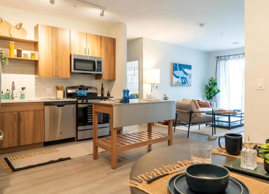 Open Concept Layout with Living and Kitchen Spaces