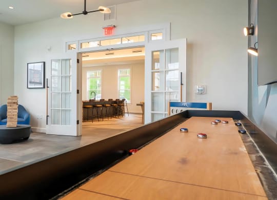 Game Room Including Shuffle Board and Jenga