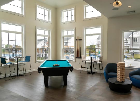 Game Room with Jenga and a Pool Table