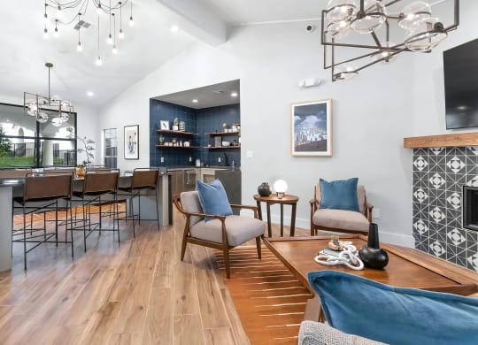 Mesa Verde Lounge Clubhouse with Work Lounge Dining Table and Kitchenette