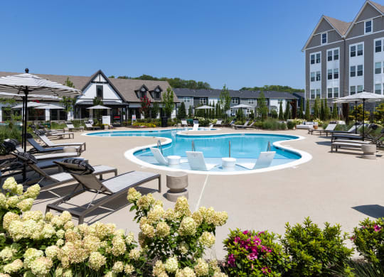 Resort-Style Pool with In-Pool Chaise Lounges