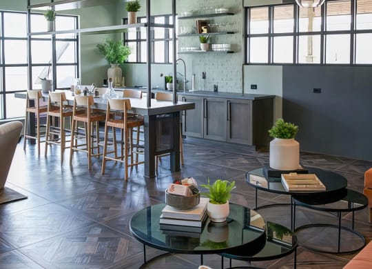 Intimate dining area with wet bar and plateful seating at Novel Cary