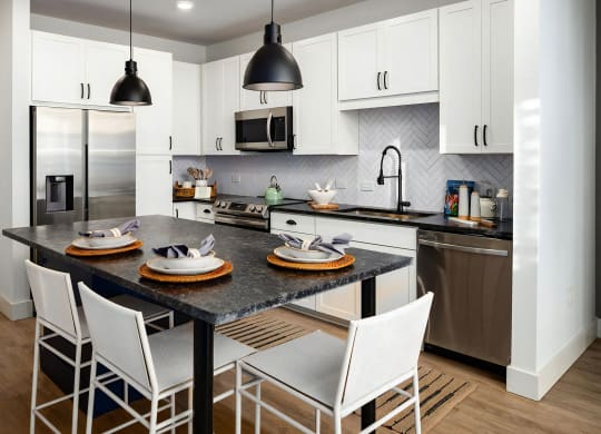 Island Kitchen with Ample Cabinet Space and Self-Closing Drawers