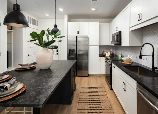 Island Kitchen with Ample Cabinet Space and Self-Closing Drawers