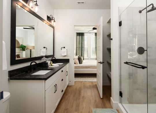 Double Bath Vanities with Undermount Sinks and Quartz Countertops
