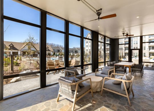 Screened porch with ample seating
