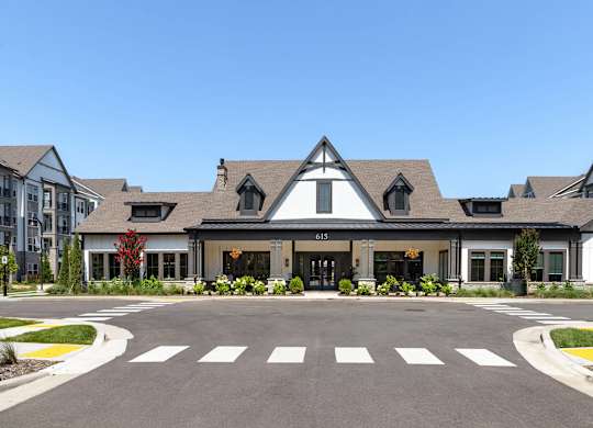Harpeth Heights Leasing Center with Classic Architecture and Lush Landscaping