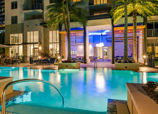 Resort style swimming pool at Pearl Flagler Village