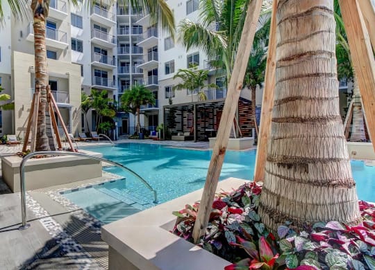 Resort Style Pool with Palm Trees