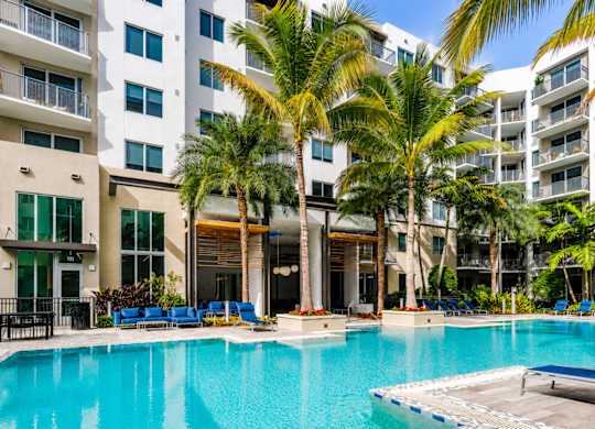 Resort style swimming pool at Pearl Flagler Village