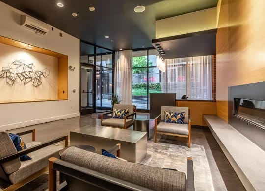Lobby with Lounge and Fireplace