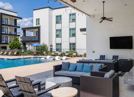 Rhythm Covered Pool Area with Outdoor TV and Seating