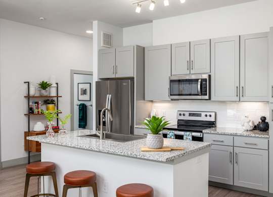 High-End Kitchen with Granite Counters and Stainless Steel Appliances