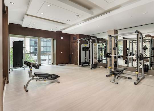 Mirror-Walled Strength Studio with Top-of-the-Line Gym Equipment