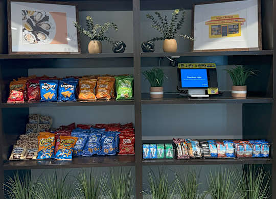 Indoor Convenience Market With Snacks and Refrigerated Drinks