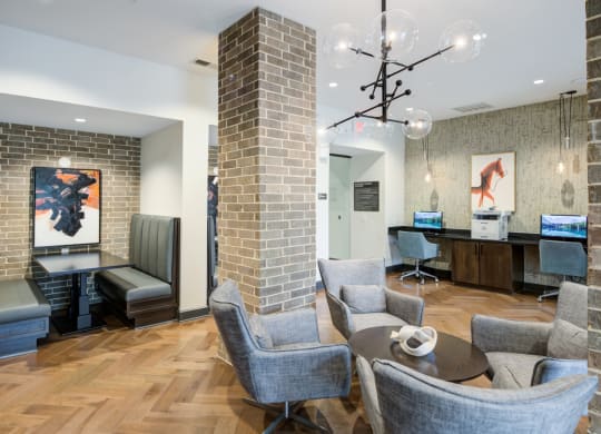 Community Workspace Featuring Desktop Stations and Casual Seating