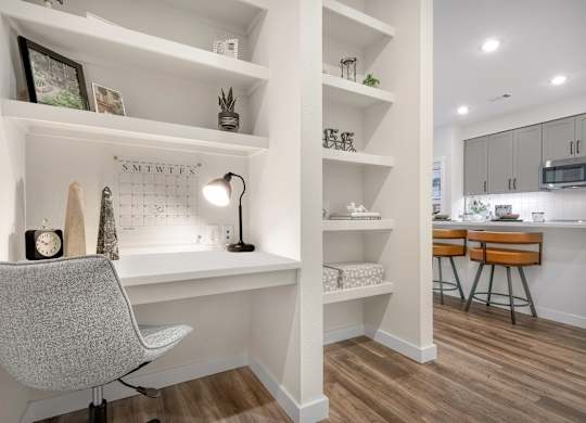 In-Home Study Corner with Task Lighting and Stylish Storage Options
