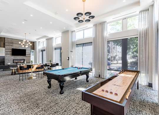 Clubhouse with Shuffleboard and Pool Table
