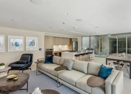 Lounge with Kitchen and Bar Seating