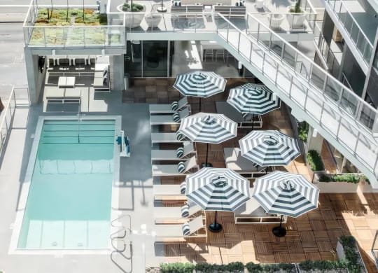 Patio with Swimming Pool and Chaise Loungers