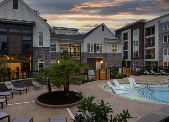 Outdoor View of Clubhouse at Sunset