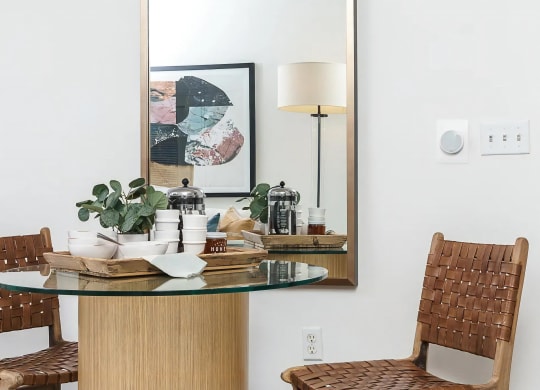 Stylish Dining Corner with Minimal Decor and Neutral Color Palette