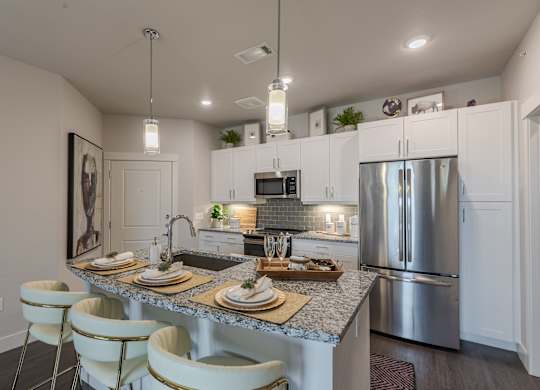 Granite Counter Island With Breakfast Bar