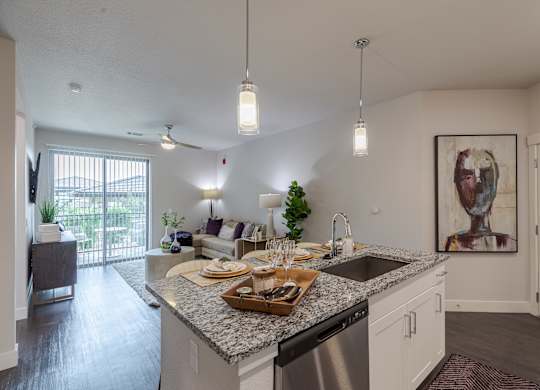 Spacious Kitchen With Granite Countertop