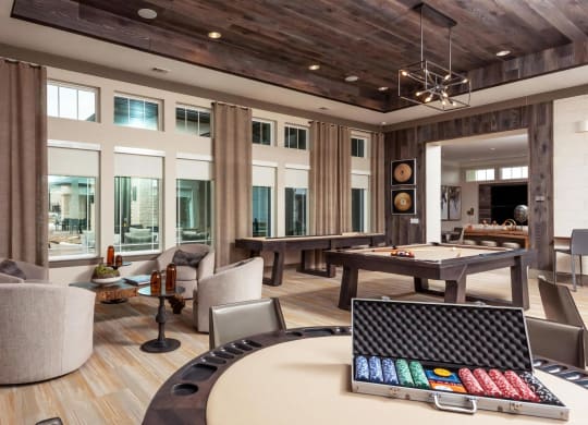 Game Room with Pool Table and Poker Table