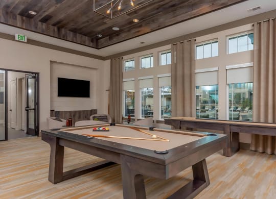 Game Room with Pool Table and Shuffle Board
