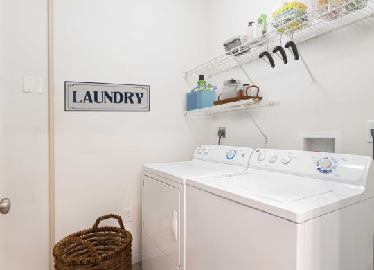 a washer and dryer in a laundry room