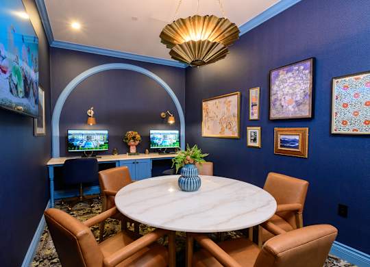 Business center with computers and conference table at Fairmont Apartments, Westerville, OH 43081