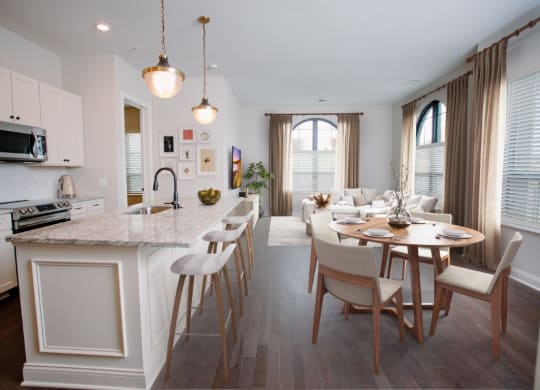 a kitchen and dining area in a 555 waverly unit at Fairfax, Grandview, 43212