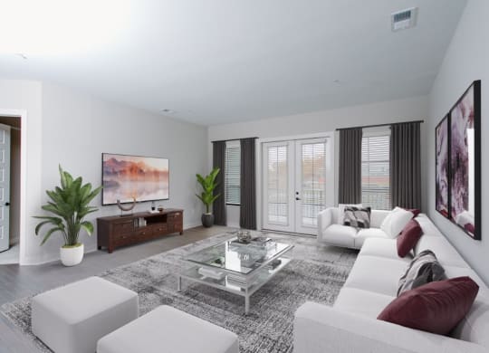 a living room with white furniture and a glass coffee table at Fairfax, Grandview, OH