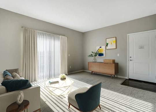 A sunny day with sunlight coming through the window and illuminating the room.