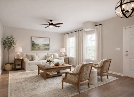 Furnished Living Room at Club Villas Apartments, Kathleen, GA, 31047