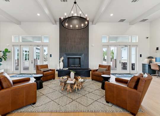 seating area inside resident clubroom area at The Hendry Apartments, Fort Myers, Florida