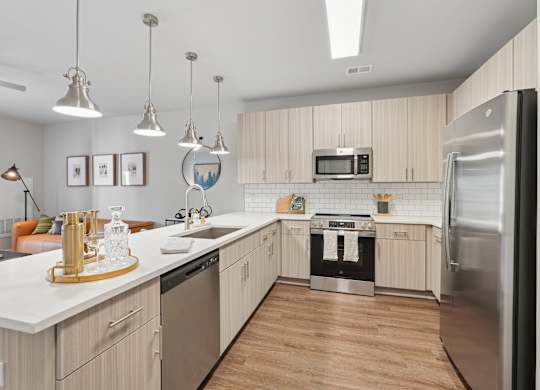 Modern kitchen at The SoHo Luxury Apartments, North Carolina